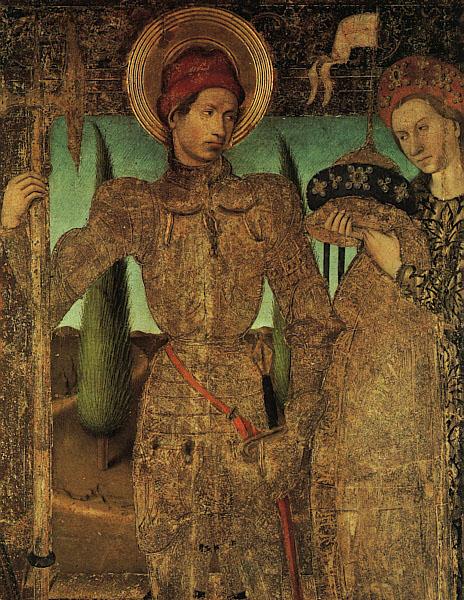 HUGUET, Jaume Triptych of Saint George (detail) af Sweden oil painting art